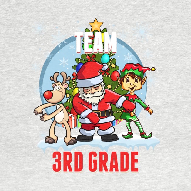 Team 3RD GRADE Santa Elf Reindeer Flossing Kids Christmas by johnbbmerch